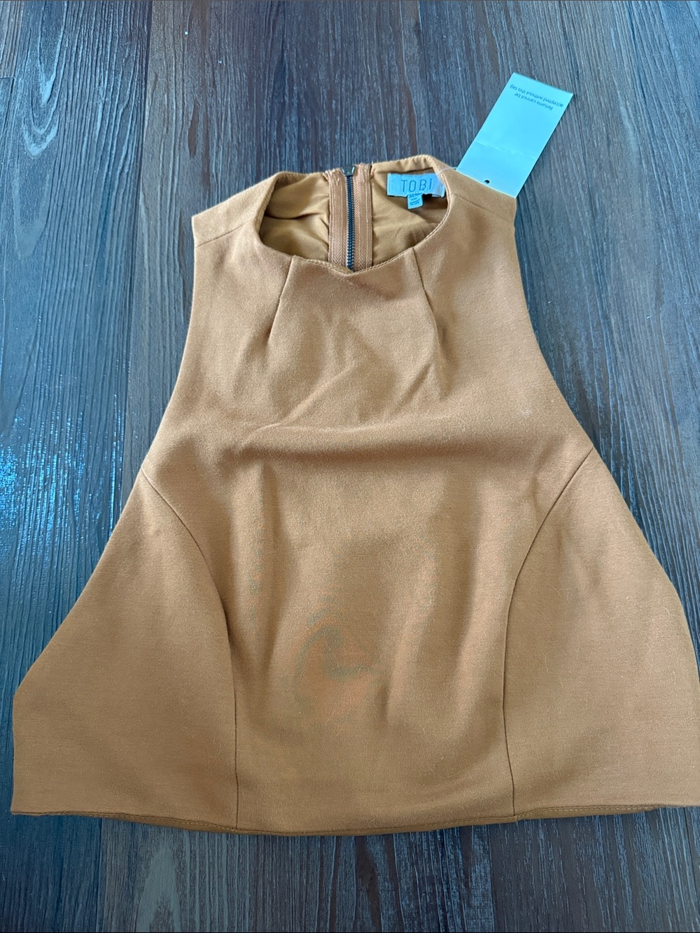 Tobi Camel High-Neck Crop Tank